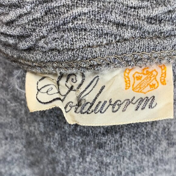 50's Goldworm Textured Gray Wool  Scooped Roll Collar Dress - Picture 4 of 4
